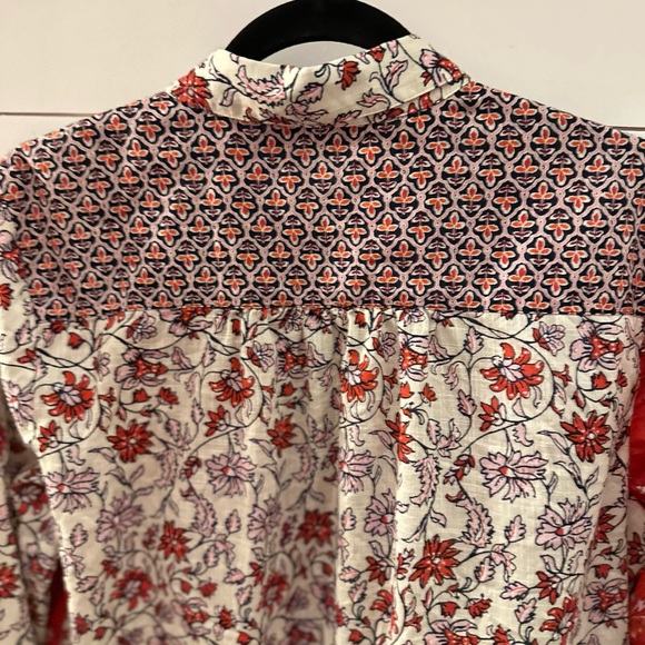 J Jill One pocket shirred100% cotton lightweight cottagecore button floral top M - Picture 13 of 14